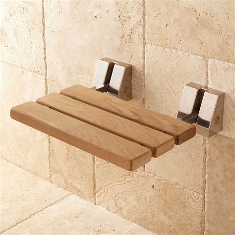 ADA Compliant Folding Teak Shower Bench Boomly