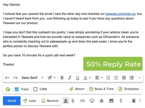 Follow Up Email Template For Business