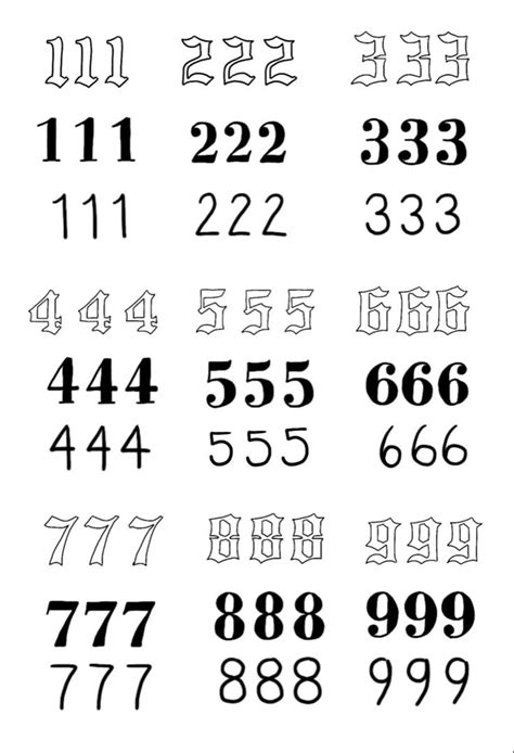 Font Numbers For Tattoos