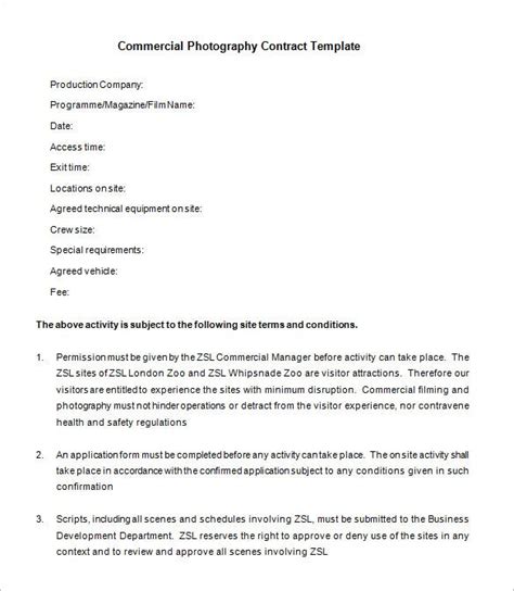 Food Photography Contract Template