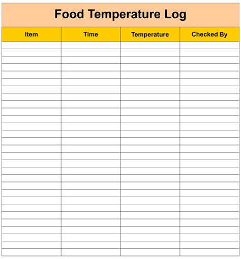 Food Temperature Log Sheet Template