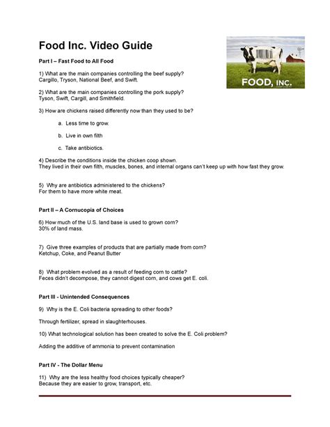 Food, Inc. Movie Guide | Questions | Worksheet | Google Form (PG - 2008