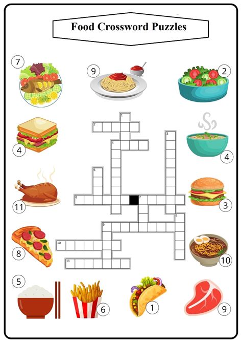 Food Crossword Puzzles For Kids Printable