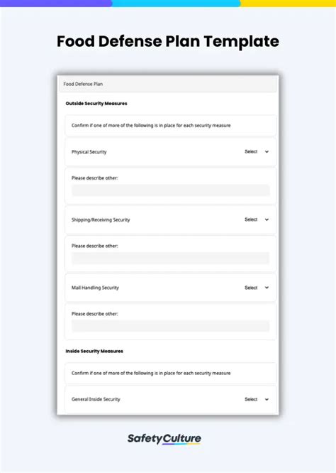 Food Defence Plan Template