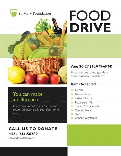 Of The Best Food Drive Flyer Template Green house schools