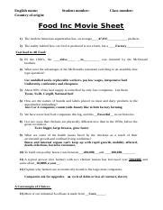 Food Inc Movie Worksheet Answer Key - worksheet