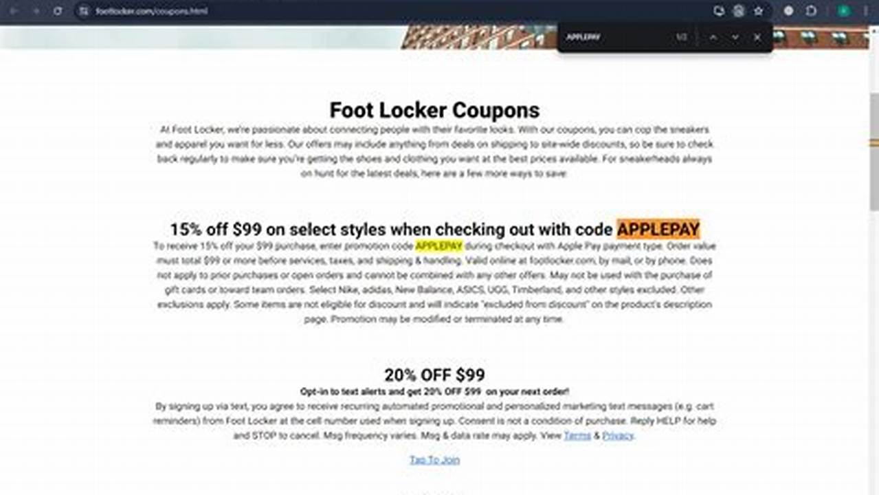 Foot Locker Coupon Code 2024