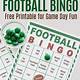 Football Bingo Free Printable