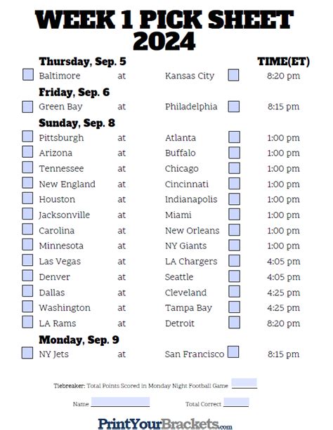 Football Picks Printable