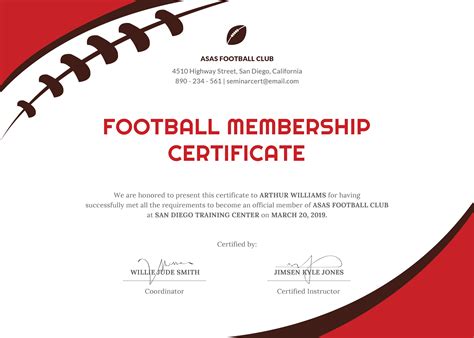 Football Certificate Templates Free