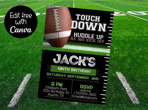 Football Party Invitations Printable