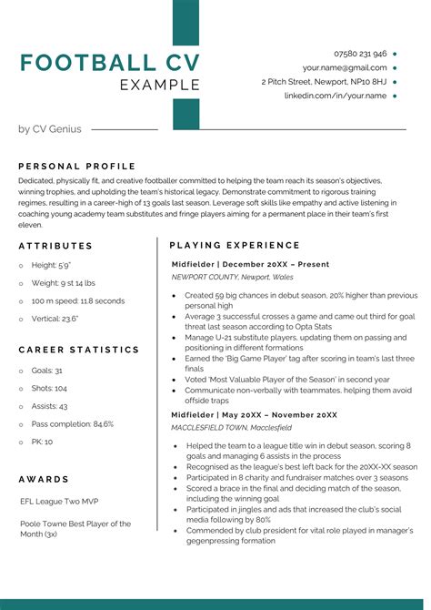 Football Resume Sample