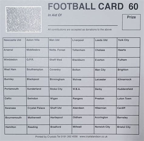 Football Scratch Cards 60 Teams