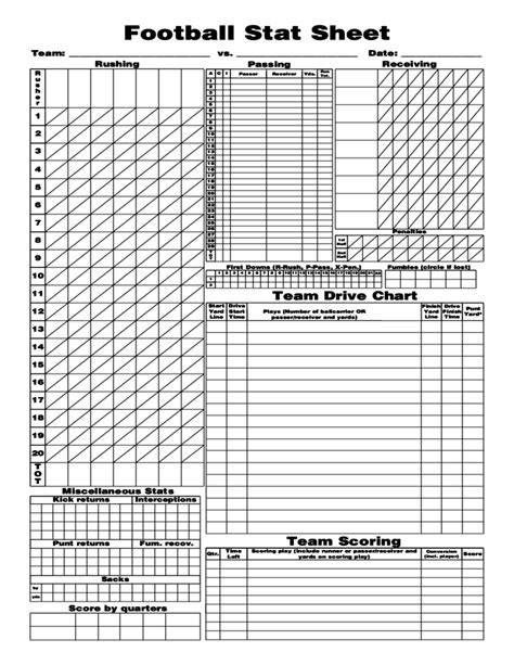 Football Stat Sheet Template – Free Editable Template & Examples ...