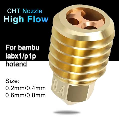 For Bambu Lab Cht Nozzle High Flow 0.2/0.4/0.6/0.8mm Brass Nozzle Upgrade For Bambu Lab Hotend For Bambu Labs Nozzle Lab P1p - 3d Printer Parts & Accessories - AliExpress