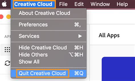 Force-Quit and Relaunch Creative Cloud