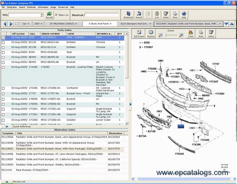 Ford Engineering Master Part Number List Catalog