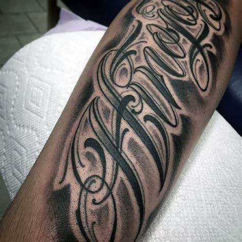 Never Settle Custom Lettering on forearm tattoo Chronic Ink