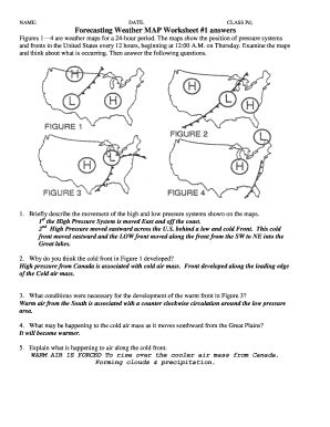 Forecasting Weather Map Worksheet 3 - Map