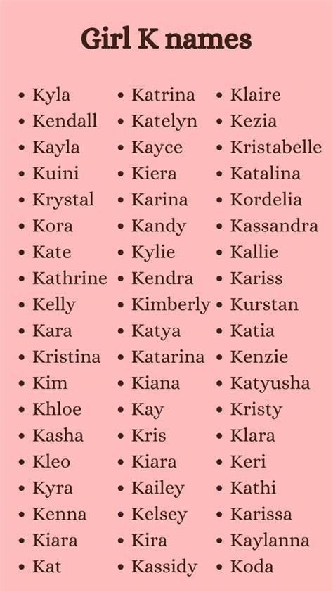 Foreign Girl Names That Start With K
