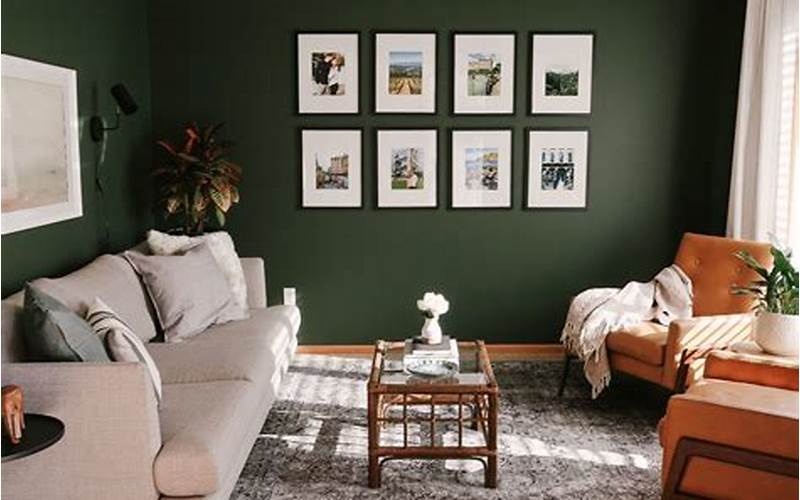 Forest Green Accent Wall Living Room