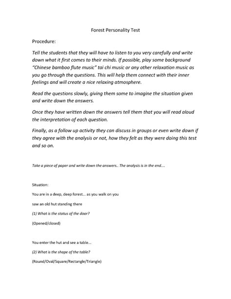 Forest App Personality Test Answers