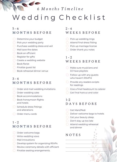 Forest Fairy Wedding Planning Checklist