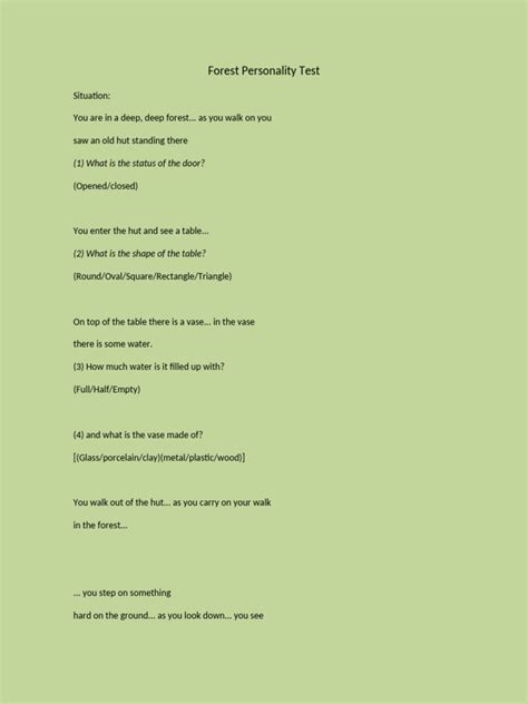 Forest Personality Test