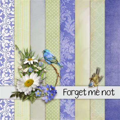 Download Forget Me Not Digital Scrapbook Kit For Crafts