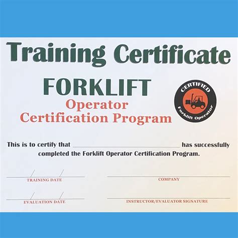 Forklift Training Certificate Template