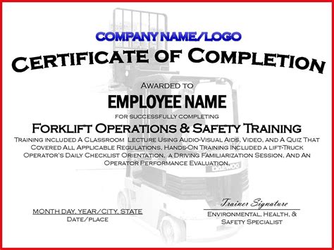 Forklift Truck Certificate Templates