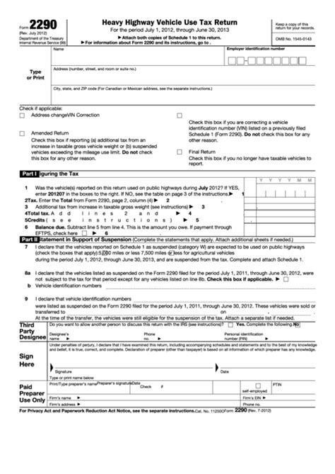 Form 2290 Printable