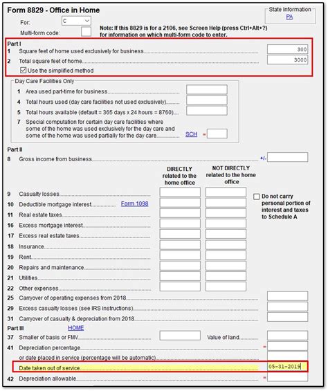Form 8829 Simplified Method Worksheet