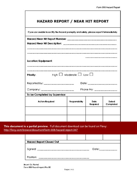 Form 008 Hazard Report