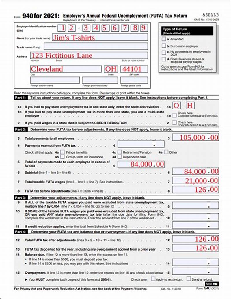 Form 940 Example