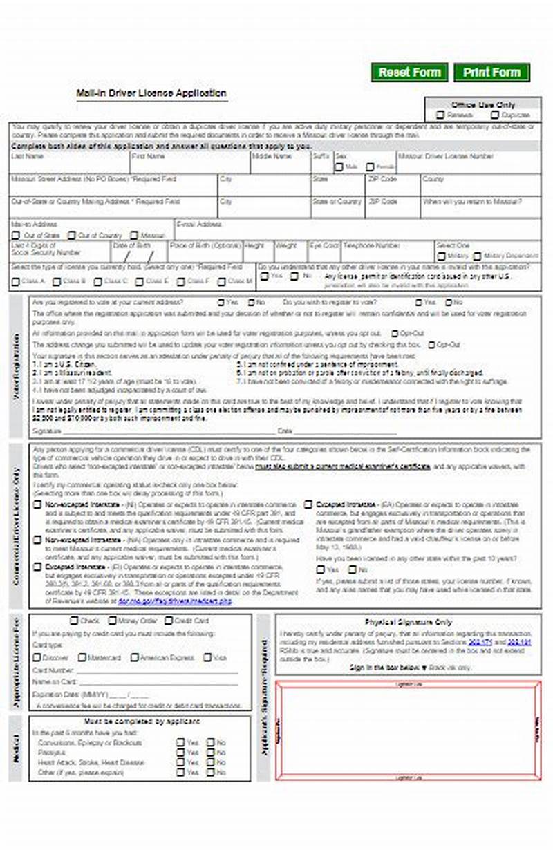 Form For Drivers License