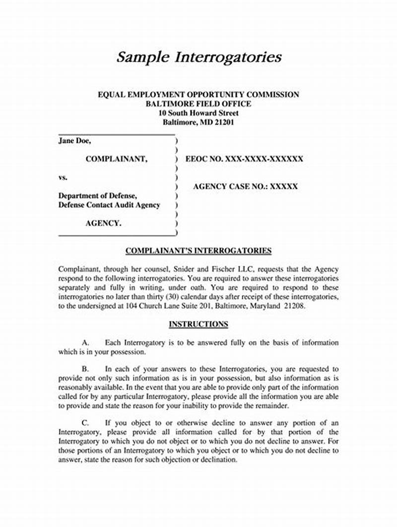Form Interrogatories Template Answer To Interrogatories Sample