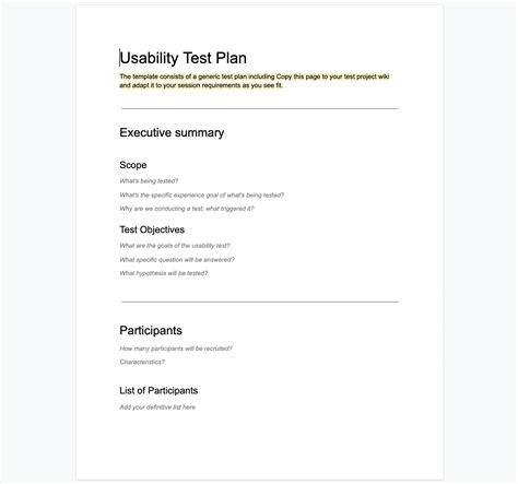 My usability template for performing better user testing