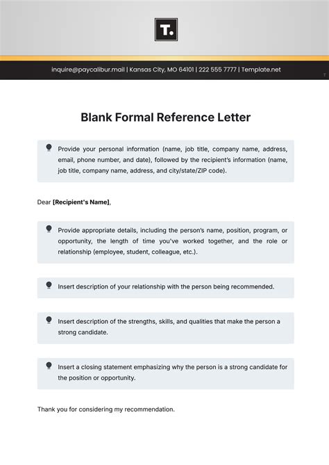 Formal Reference Letter Template