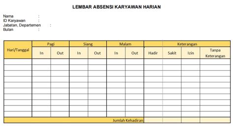 Format Absen Harian Karyawan