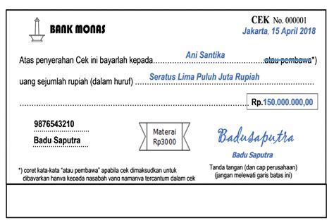 Format Cek