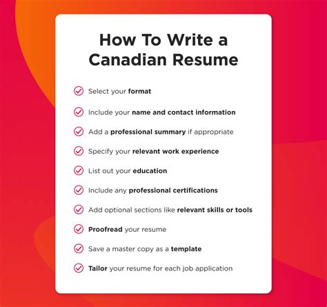 Format For Canadian Resume