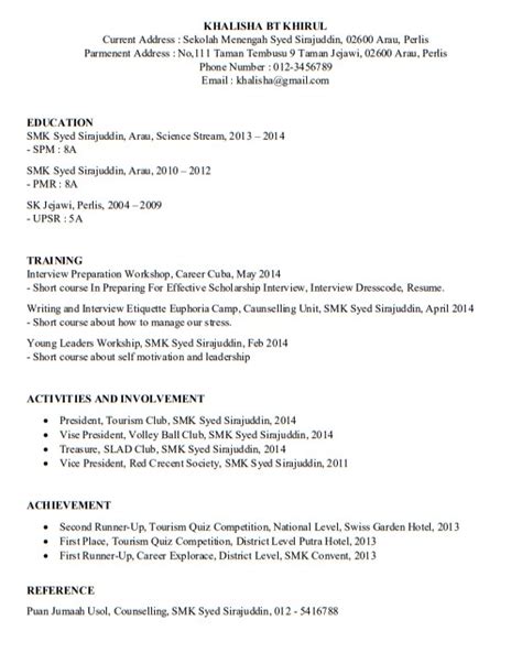 Format Resume Spm 2021