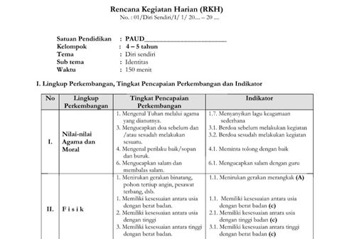 Format Rpph Paud K13