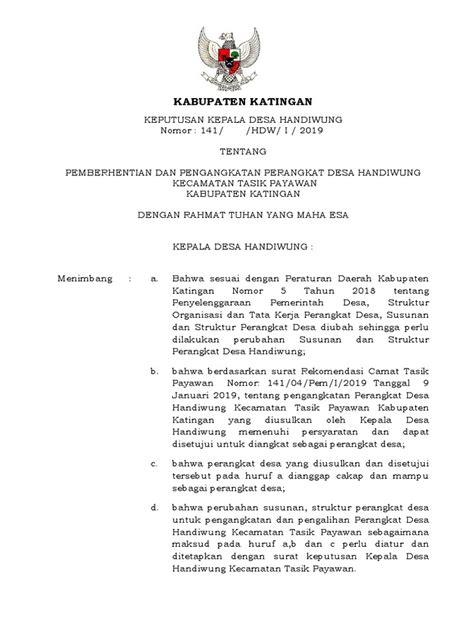 Format Sk Perangkat Desa 2020
