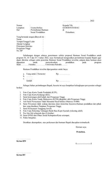 Format Surat Permohonan
