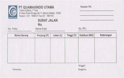 Format Surat Jalan