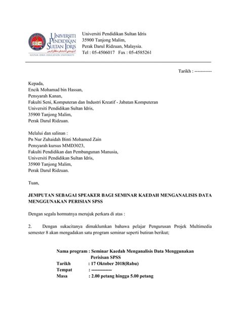 Format Surat Jemputan Rasmi