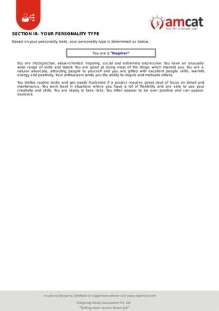 Format of the AMCAT Personality Test