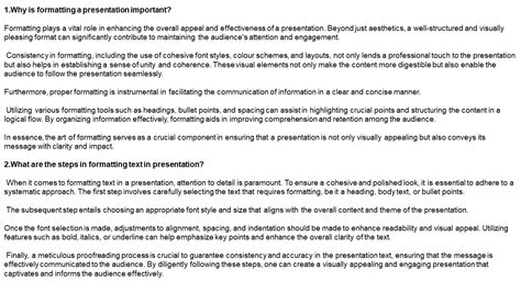 Formatting for Professionalism